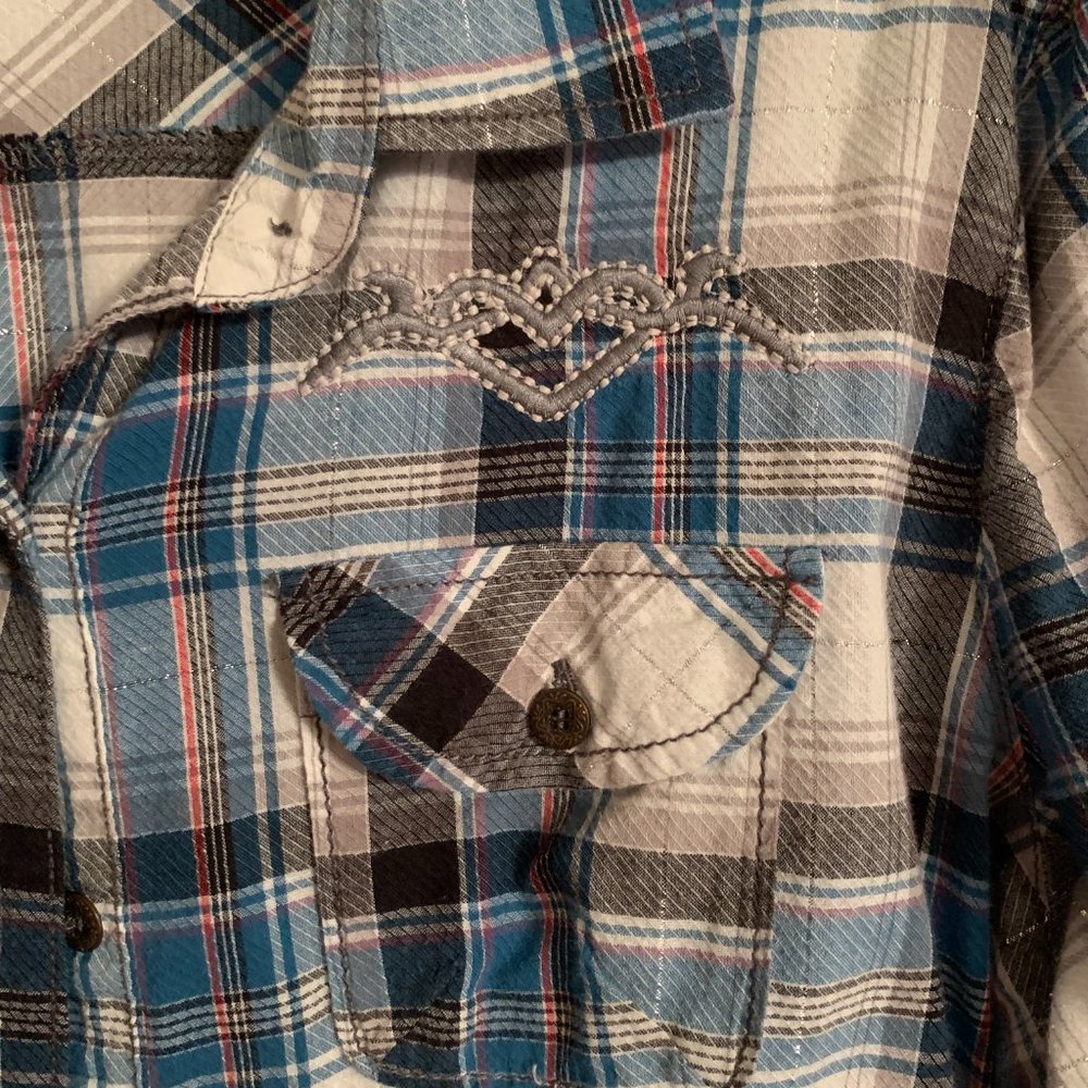 Maurices Large Roll-Tab Sleeve Button Up Shirt - image 4